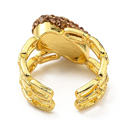Овальное открытое кольцо-манжета с натуральным аметистом и стразами, латунь широкое кольцо для женщин