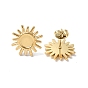 304 Stainless Steel Stud Earring Findings, Sun with Round Tray Earring Settings, with Ear Nuts