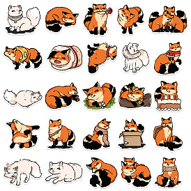 50Pcs Waterproof PVC Fox Stickers Set, Adhesive Label Stickers, for Water Bottles, Laptop, Luggage, Cup, Computer, Mobile Phone, Skateboard, Guitar Stickers