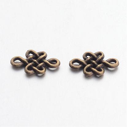 Tibetan Style Chinese Knot Alloy Links/Connectors, Cadmium Free & Lead Free, 7x11.5x2mm, Hole: 1mm, about 4166pcs/1000g