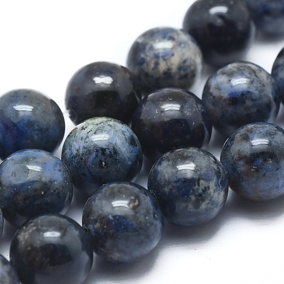 Natural Dumortierite Quartz Bead Strands, Grade AB, Round