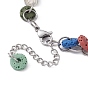 Bracelet en chaîne perlé à disque de pierre de lave naturelle teint, avec 304 inoxydable chaînes en acier