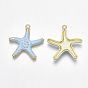 Spray Painted Alloy Pendants, Starfish/Sea Stars, Light Gold