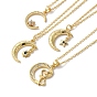 Golden Brass Crescent Moon Pendant Necklace with Rhinestone