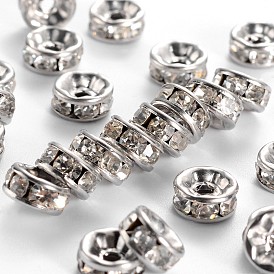 Disco 316 cuentas espaciadoras quirúrgicas de acero inoxidable, con diamante de imitación, 8x4 mm, agujero: 2 mm