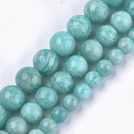 Natural Amazonite Beads Strands, Grade A, Round