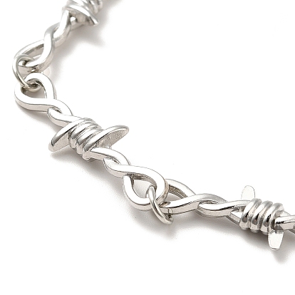 Alloy Thorns Link Chain Necklace, Punk Barbed Wire Necklace for Men Women