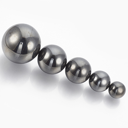 Magnétiques perles synthétiques d'hématite, sphère de pierres précieuses, pas de trous / non percés, ronde