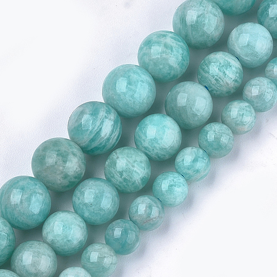 Chapelets de perles amazonite naturelles  , Grade a, ronde