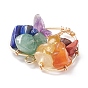 Chakra Natural Gemstone Chip Pendants, Natural Amethyst & Green Aventurine & Lapis Lazuli & Citrine & Red Aventurine & Red Jasper, with Copper Wire Wrapped, Heart with Tree