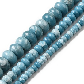 Natural Gemstone Beads Strands, Imitation Larimar, Dyed, Rondelle, Sky Blue