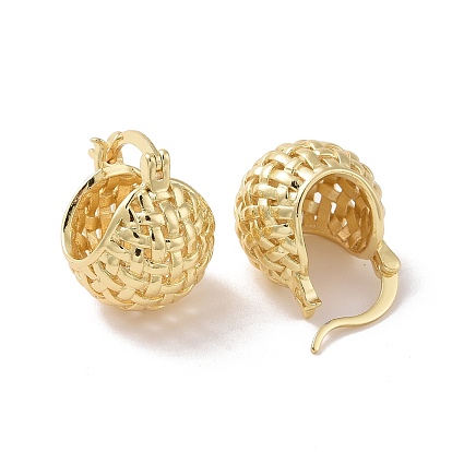 Brass Basket Hoop Earrings for Women, Cadmium Free & Lead Free
