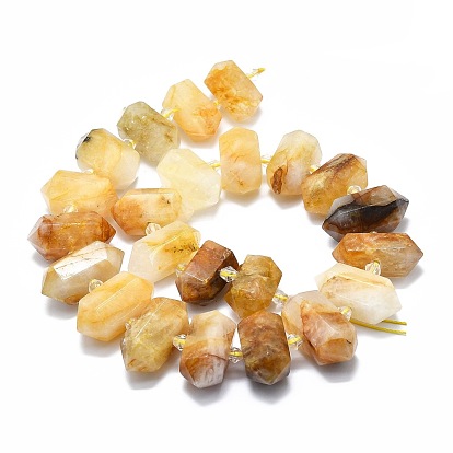 Quartz hématoïde jaune naturel/fils de perles de quartz guérisseur doré, facette, pointu/puce à double terminaison