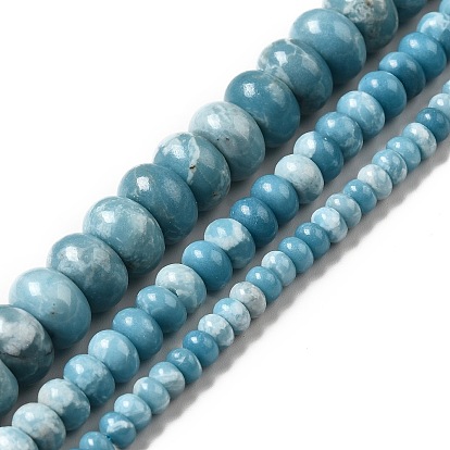 Brins de perles pierres fines naturelles , imitation de larimar, teint, rondelle, bleu ciel
