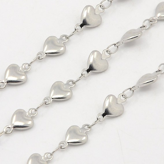 304 Stainless Steel Heart Chains, Soldered, Decorative Chain