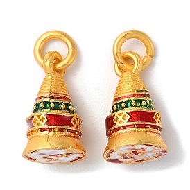 Rack Plating Alloy Enamel Charms, with Jump Ring, Cadmium Free & Lead Free, Cone, Matte Gold Color