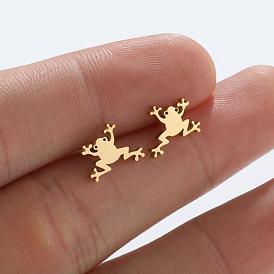 Cute Frog Stainless Steel Earrings - Fashionable and Unique Animal Ear Studs.