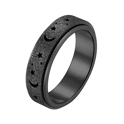 Вращающееся кольцо из нержавеющей стали с луной и звездой, кольцо для снятия стресса с тревожным кольцом для женщин