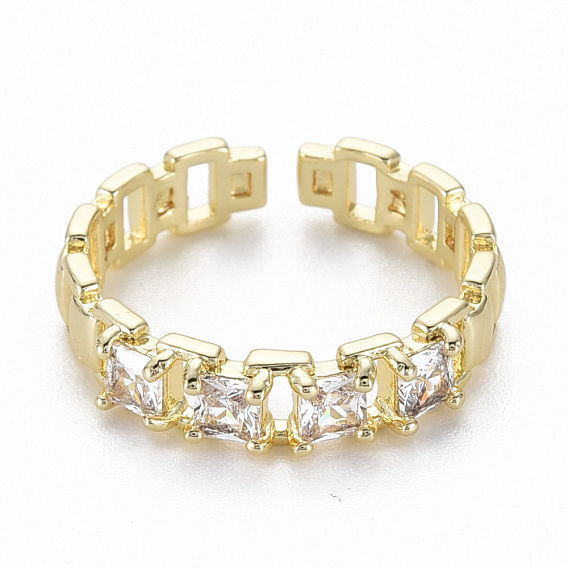 Латунные кольца из манжеты с прозрачным цирконием, открытые кольца, без никеля 
