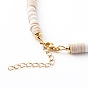 Ensembles de colliers, colliers de perles heishi en pâte polymère et ensembles de colliers avec pendentif feuille de fer, avec des non-magnétiques perles synthétiques d'hématite, blanc antique