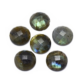 Natural Gemstone Cabochons, Half Round, Faceted