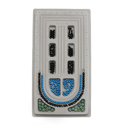 Plastic Necklace Design Board with Flocking, Beads Trays, Rectangle, 10.63x19.29x0.79 inch