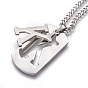 304 Stainless Steel Split Initial Pendant Necklaces, with Lobster Claw Clasps and Curb Chains, Rectangle with Letter
