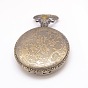 Roman Number Vintage Hollow Flat Round Alloy Quartz Watch Heads Pendants for Pocket Watch Necklace Making, 60x46x15mm
