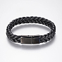 Braided Leather Cord Bracelets, with 304 Stainless Steel Findings and Magnetic Clasps