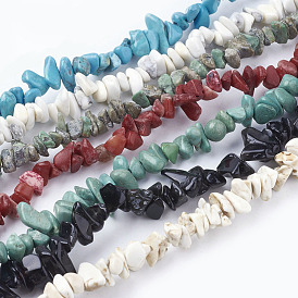 Perles assorties pierres fines brins, puces, couleur mixte, 3~5x3~5mm, Trou: 1mm