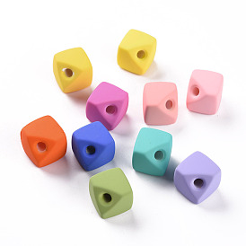 Acrylic Beads, Rubberized Style, Half Drilled, Gap Cube