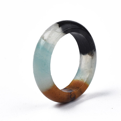 Natural & Synthetic Mixed Stone Plain Band Ring for Women