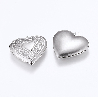 304 inoxydable pendentifs médaillon en acier, cadre de photo charmant pour colliers, cœur