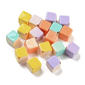 Baking Painted ABS Plastic Beads, Cube, Dyed