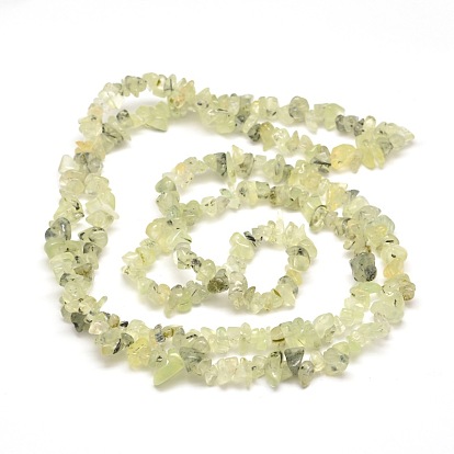 Prehnite Chip Bead Strands, 5~8x5~8mm, Hole: 1mm, about 31.5 inch