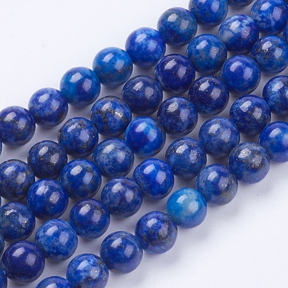 Brins de perles de lapis-lazuli naturel, teint, Grade a, ronde