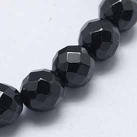 Perlas negras naturales espinela hebras, facetados, rondo, agujero: 1 mm