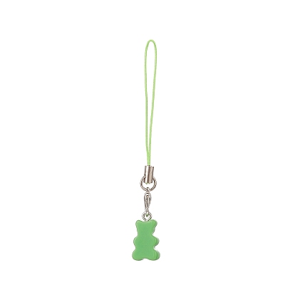 Opaque Resin Bear Mobile Straps, Polyester Cord Mobile Accessories Decoration