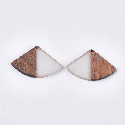 Resin & Walnut Wood Pendants, Fan Shape