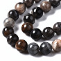 Brins de perles de sunstone noirs naturels, ronde