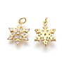 Brass Micro Pave Cubic Zirconia Pendants, Lead Free & Cadmium Free & Nickel Free, Snowflake