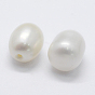 Natural Cultured Freshwater Pearl Beads, Potato, Half Drilled