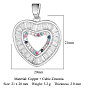 Brass Micro Pave Colorful Cubic Zirconia Pendants, Heart Charms