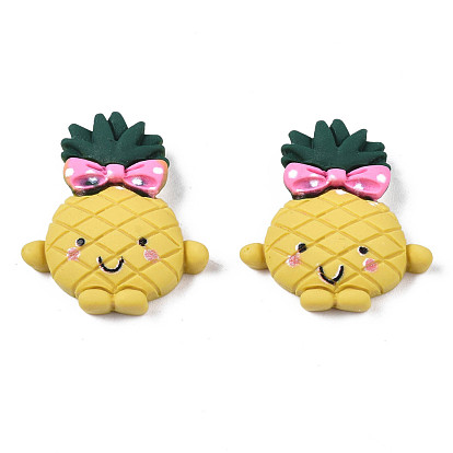 Opaque Resin Cabochons, Rubberized Style, Pineapple Character