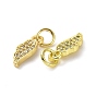 Brass Micro Pave Clear Cubic Zirconia Charms, with Jump Ring, Wing Charm