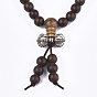 4 - ювелирные украшения буддийского стиля, браслеты из сандалового дерева мала, с выводами из сплава и шариками из натурального агата, стрейч браслеты, круглые
