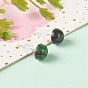 Half Round Natural Mixed Gemstone Stud Earrings for Girl Women, 304 Stainless Steel Earrings, Stainless Steel Color