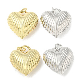 Rack Plating Brass Pendants, Long-Lasting Plated, Lead Free & Cadmium Free, Heart Charms