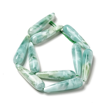Natural Glass Beads Strands, Grade AB+, Teardrop, Aqua Blue