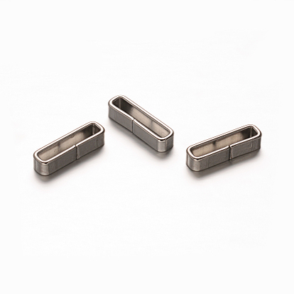 Rectangle 201 Stainless Steel Slide Charms, 12x3x2.5mm, Hole: 2x10.5mm